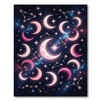 Cosmic Pink Crescent Moons Constellations Rug
