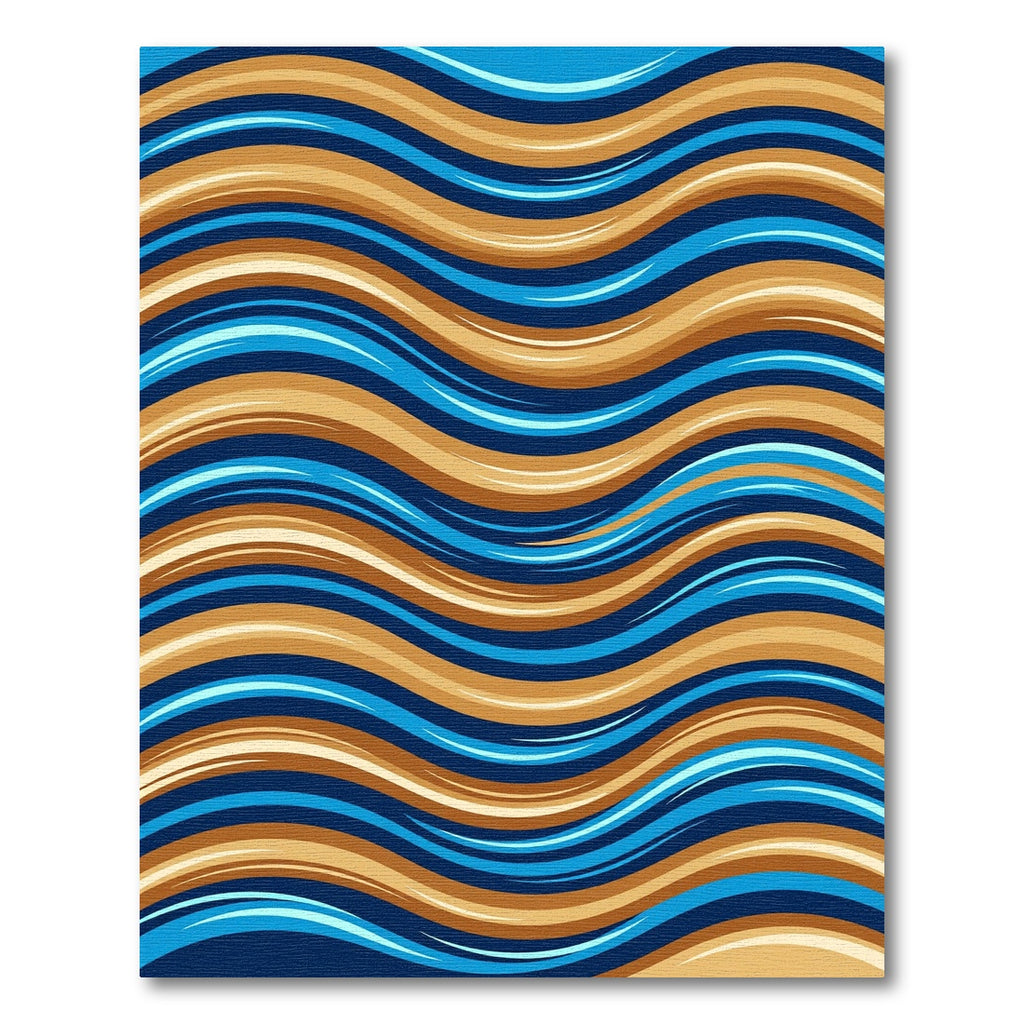 Aqua Gold Wave Flow Rug