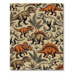 Retro Earthy Dinosaur Fern Wilderness Rug