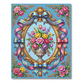 Elegant Floral Bouquet with Golden Frame Rug