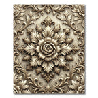 Elegant Champagne Floral Acanthus Medallion Rug
