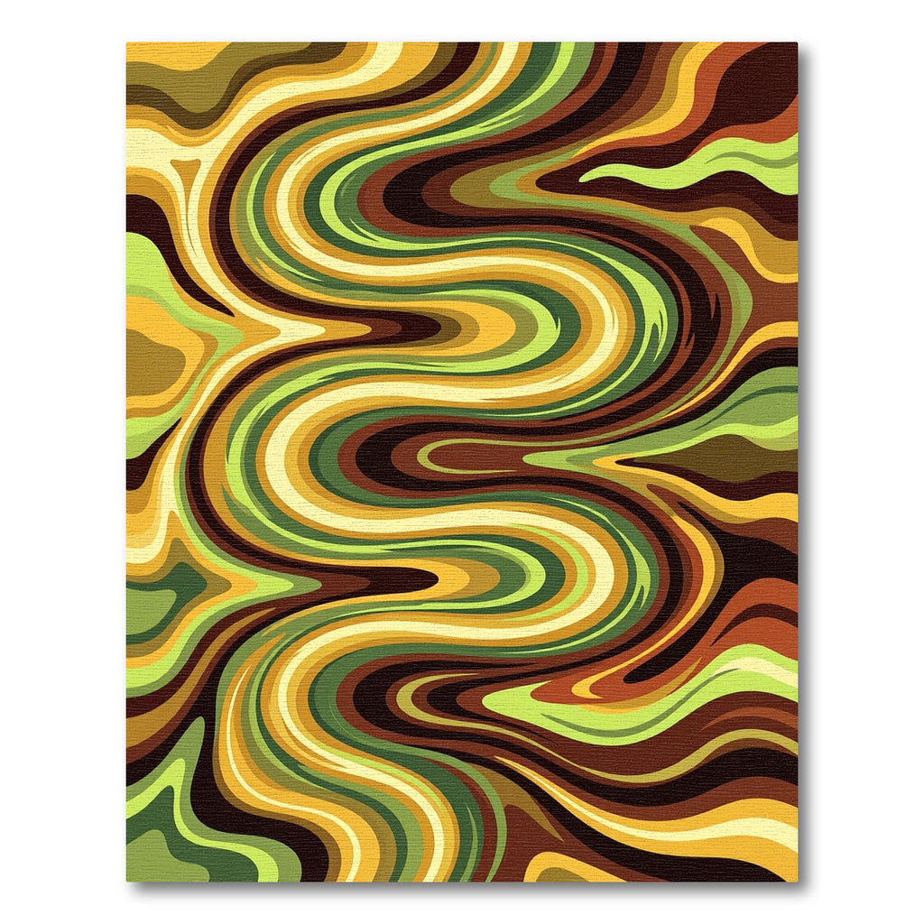 Abstract Retro Earthy Tone Swirl Rug