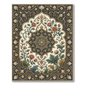Elegant Navy Rose And Gold Medallion Rug