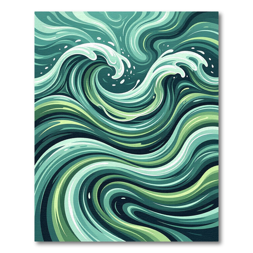 Modern Teal Flowing Ocean Wave Rug
