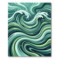 Modern Teal Flowing Ocean Wave Rug