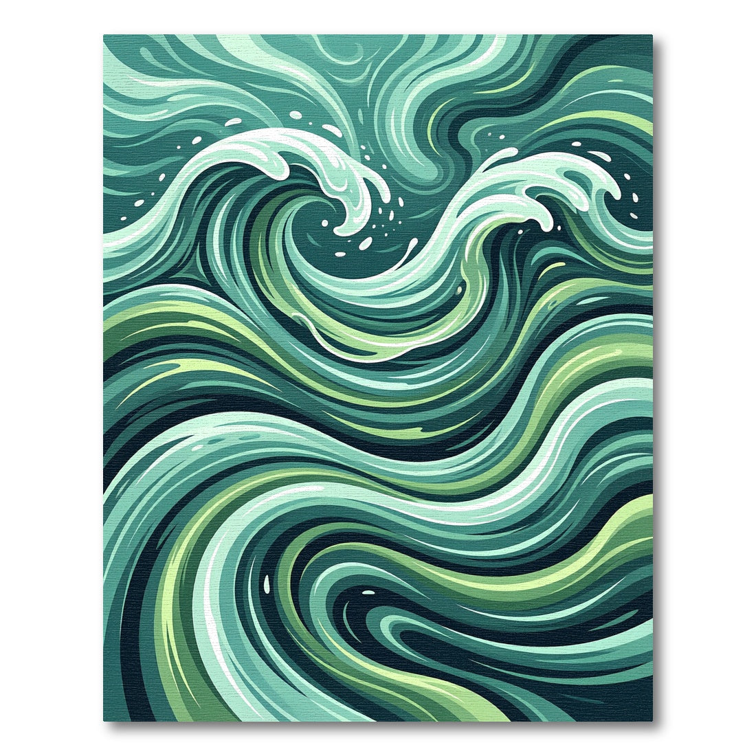 Modern Teal Flowing Ocean Wave Rug
