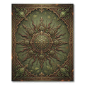 Ornate Sage Green Floral Radiating Medallion Rug