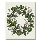 Botanical Green White Sweet Pea Wreath Rug