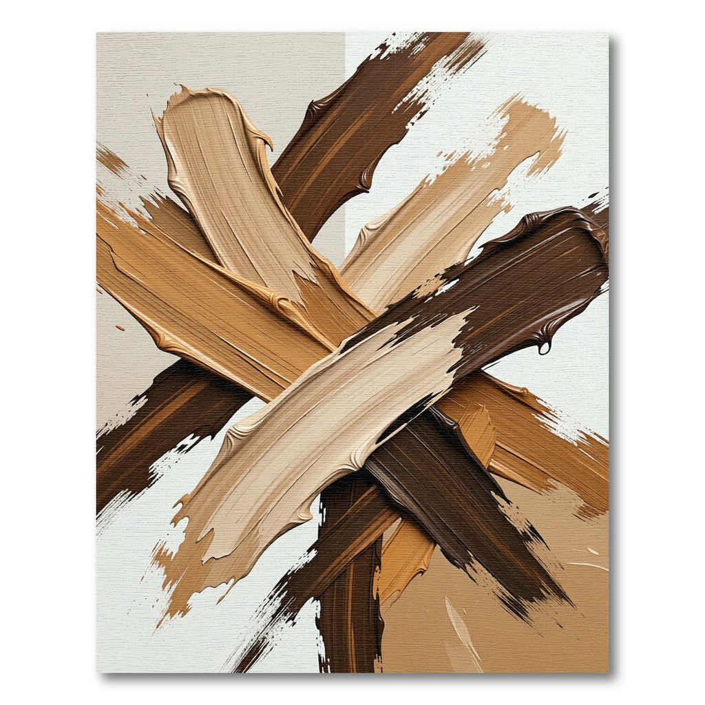 Modern Earthy Tone Abstract Brushstroke Rug