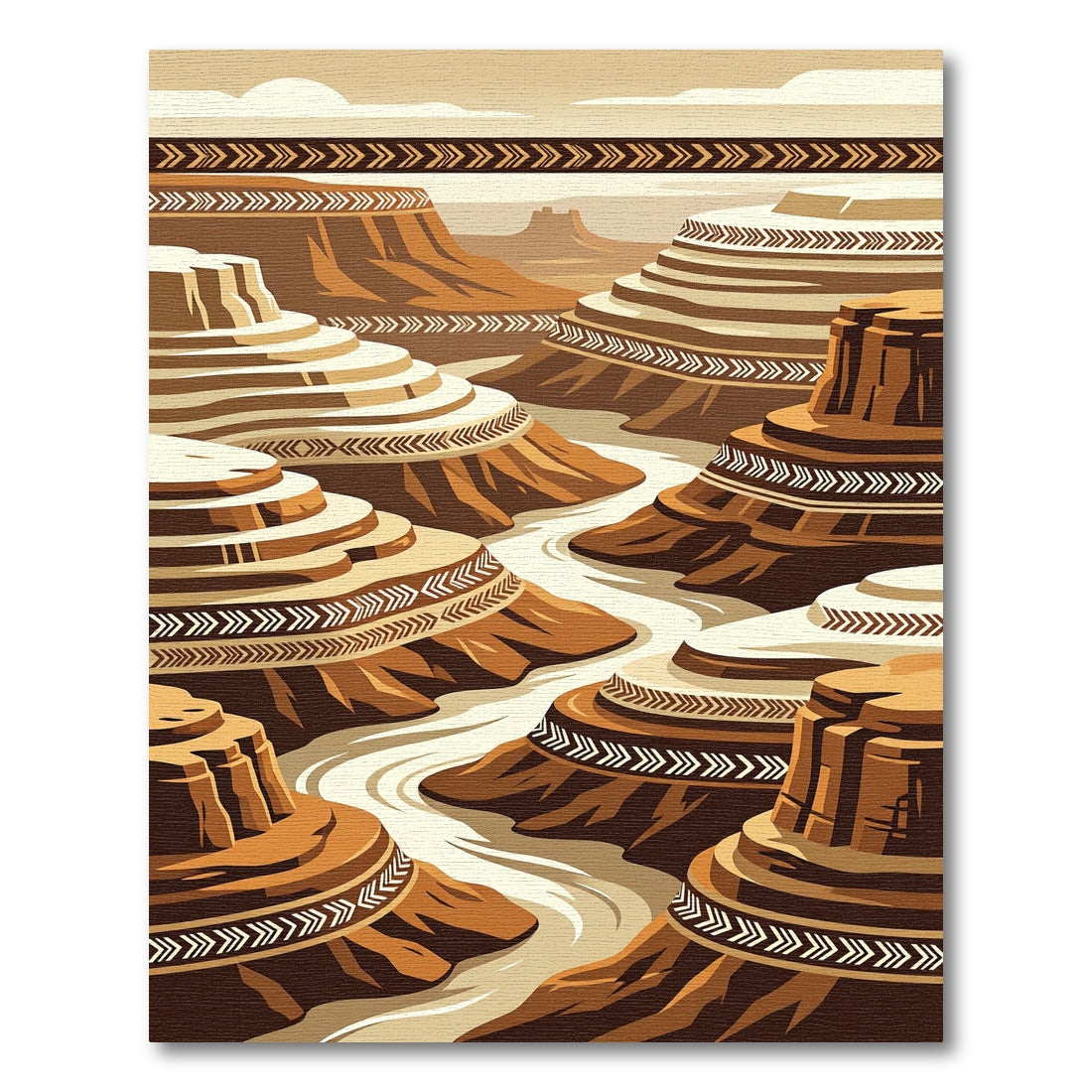 Earthy Mesa Southwestern Canyon Landscape Rug