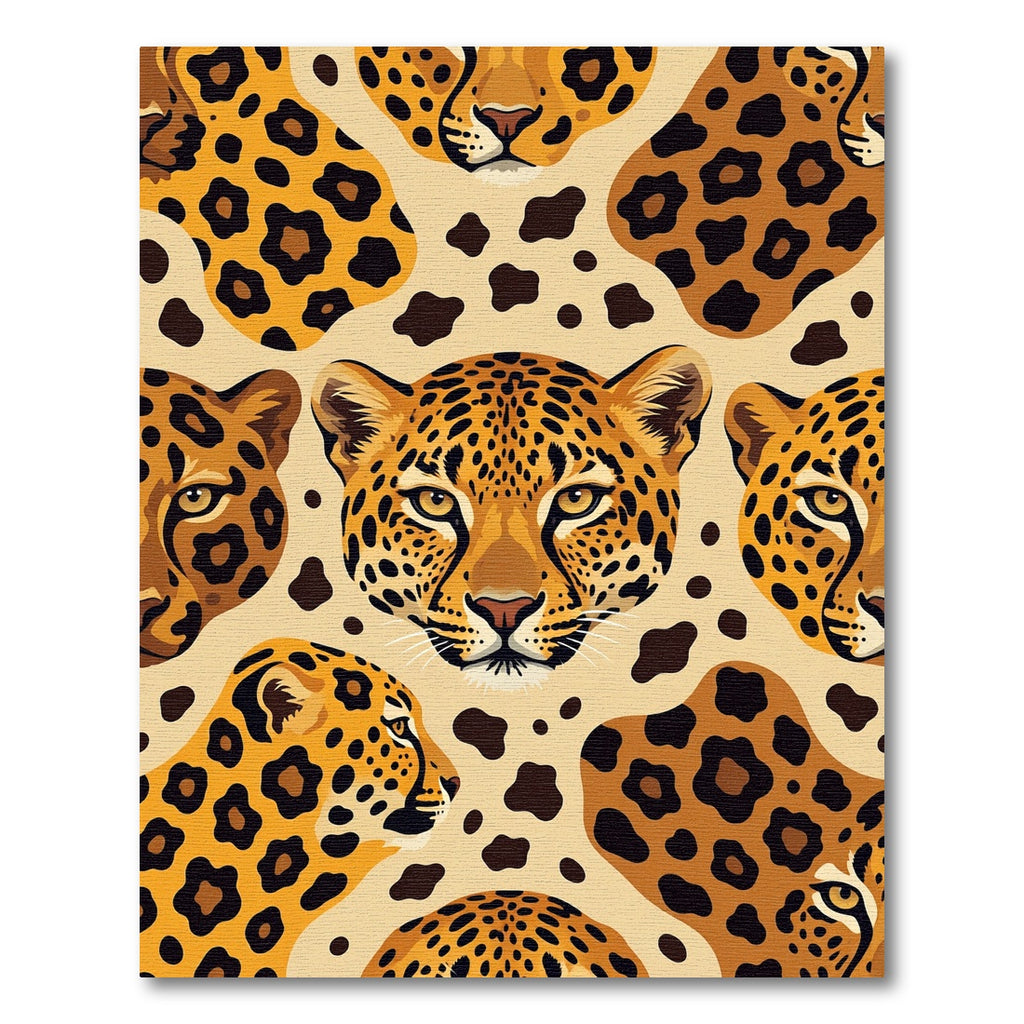 Golden Cheetah Spots Abstract Faces Rug