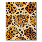 Golden Cheetah Spots Abstract Faces Rug