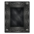 Ornate Gray Scrollwork Medallion Frame Rug