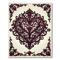 Burgundy Baroque Heart Ornamental Scroll Rug