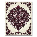 Burgundy Baroque Heart Ornamental Scroll Rug