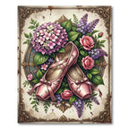 Vintage Pink Ballet Slipper Floral Bouquet Rug
