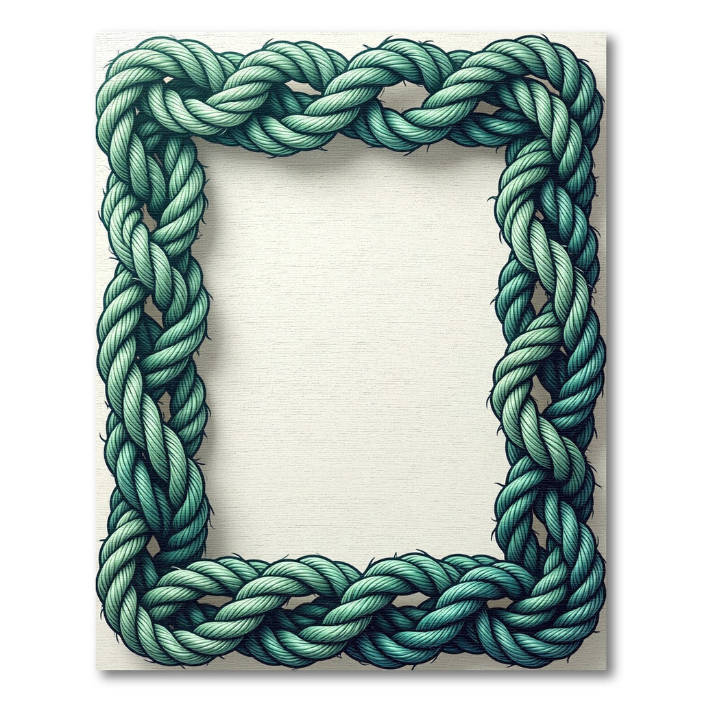 Coastal Green Braided Rope Frame Rug
