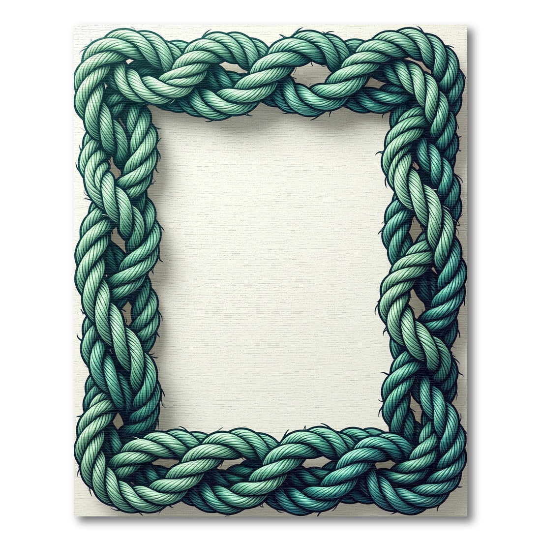 Coastal Green Braided Rope Frame Rug
