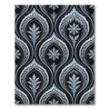 Silver Icy Snowflake Damask Black Wallpaper Rug