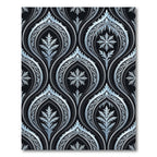 Silver Icy Snowflake Damask Black Wallpaper Rug