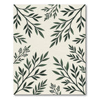 Lush Green Botanical Branch Earthy Rug