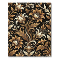 Gilded Baroque Floral Scroll Black Rug
