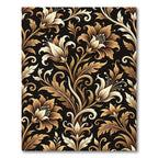 Gilded Baroque Floral Scroll Black Rug