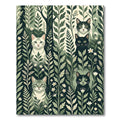 Enchanting Forest Cats Botanical Garden Rug