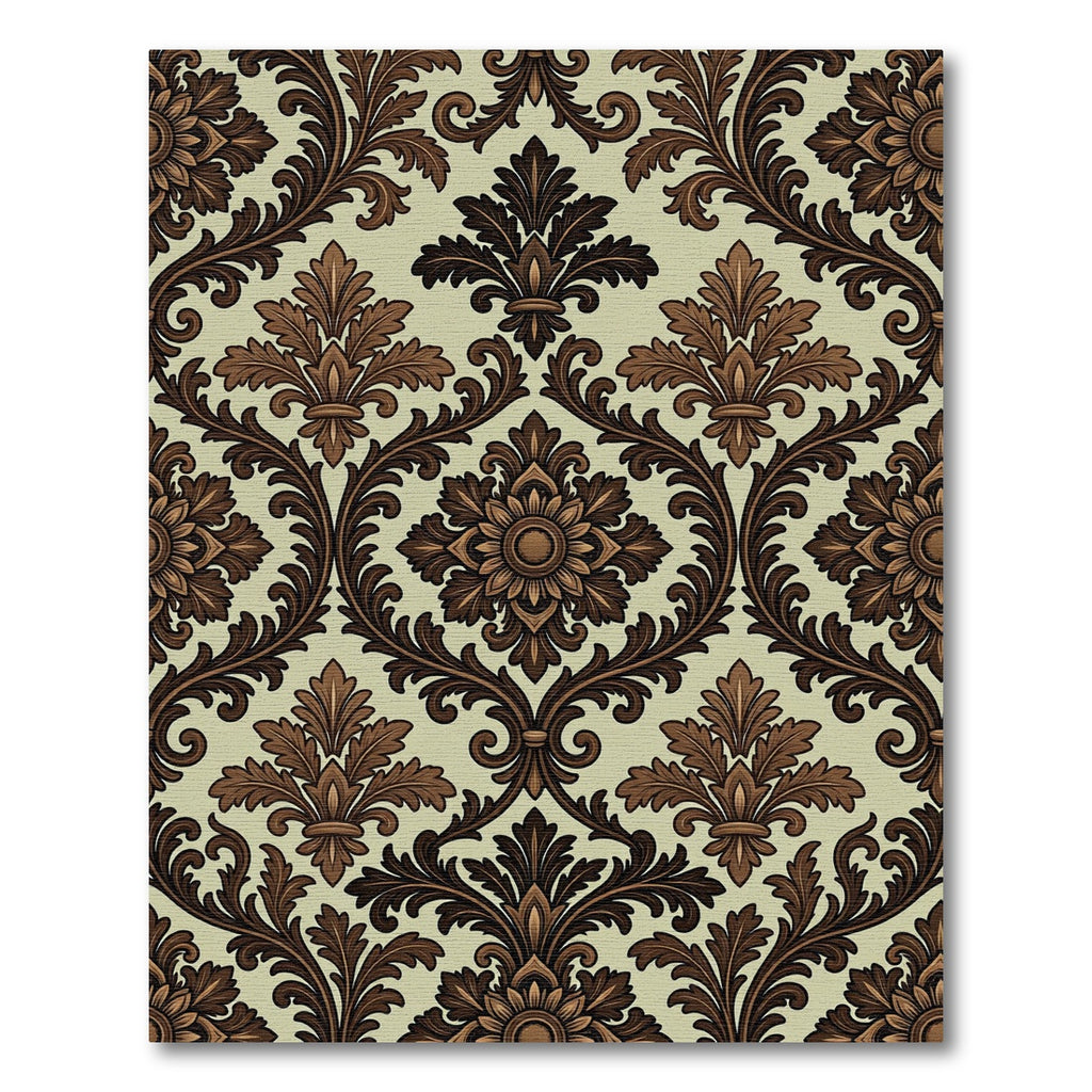 Brown Floral Damask Background Rug