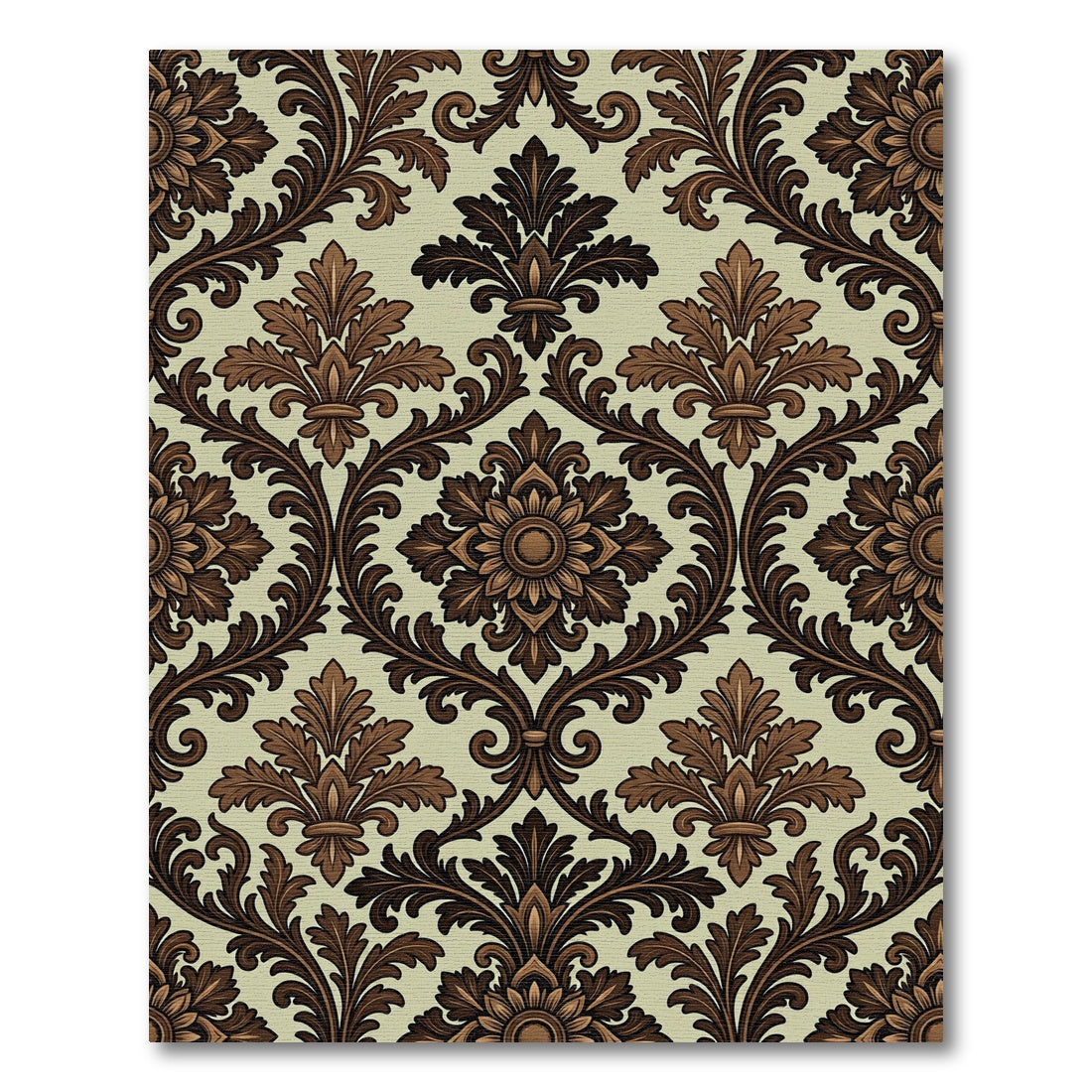 Brown Floral Damask Background Rug