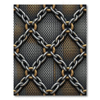 Metallic Chain Link Industrial Texture Rug