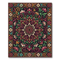 Deep Crimson Floral Mandala Swirls Rug