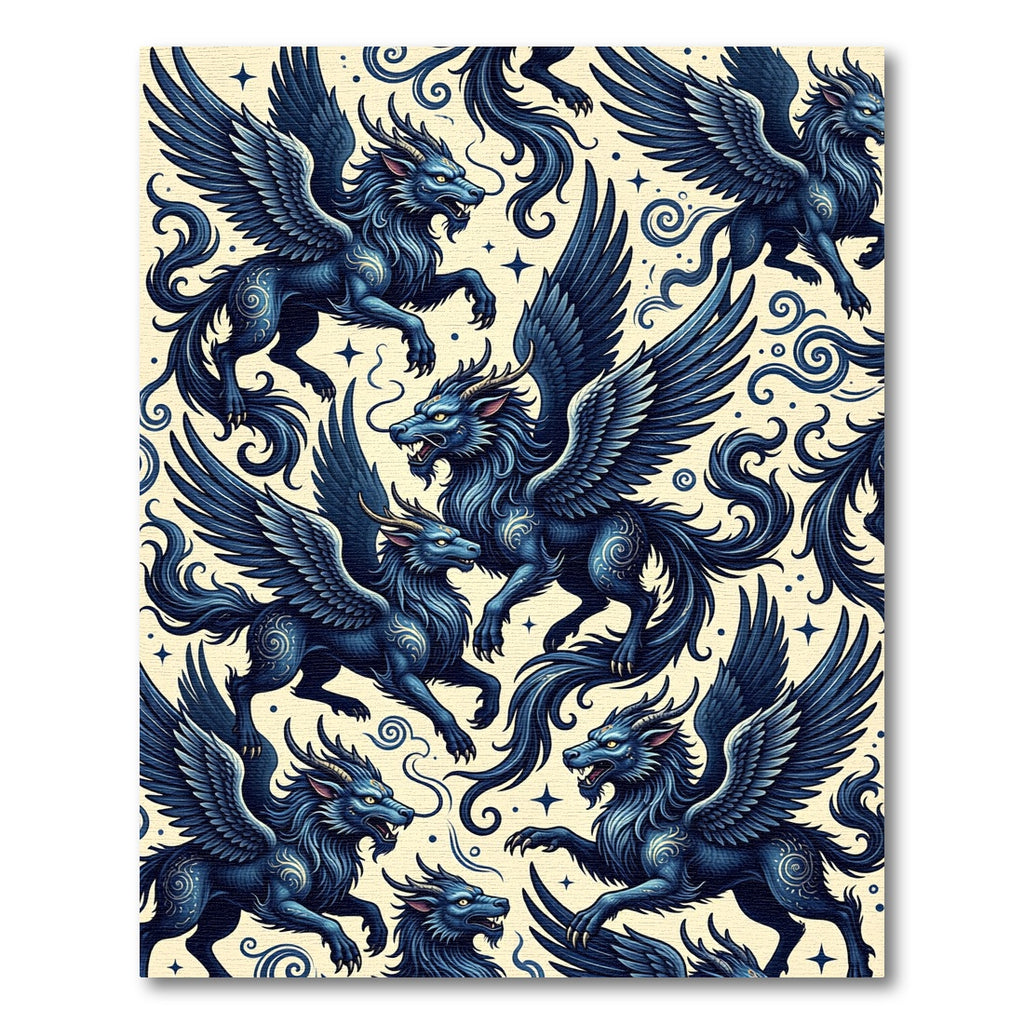 Mystical Winged Blue Dragon Sky Fantasy Rug