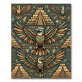 Golden Eagle Aztec Pyramid Green Rug