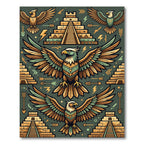 Golden Eagle Aztec Pyramid Green Rug