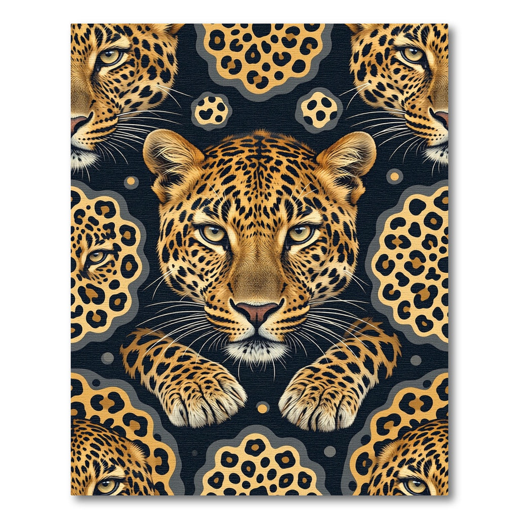 Jungle Leopard Face Dark Gray Accent Rug