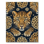 Jungle Leopard Face Dark Gray Accent Rug
