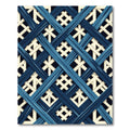 Blue Crossed Lattice Geometric Grid Rug