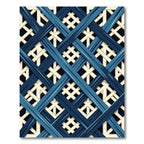 Blue Crossed Lattice Geometric Grid Rug