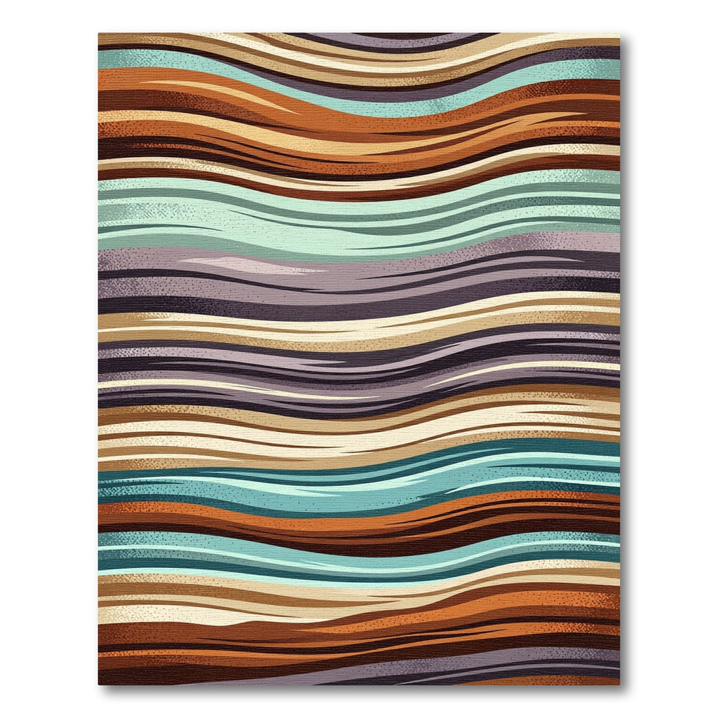 Wavy Earth Tone Multicolored Abstract Striped Rug