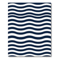 Navy Blue and White Wavy Stripe Rug