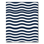 Navy Blue and White Wavy Stripe Rug