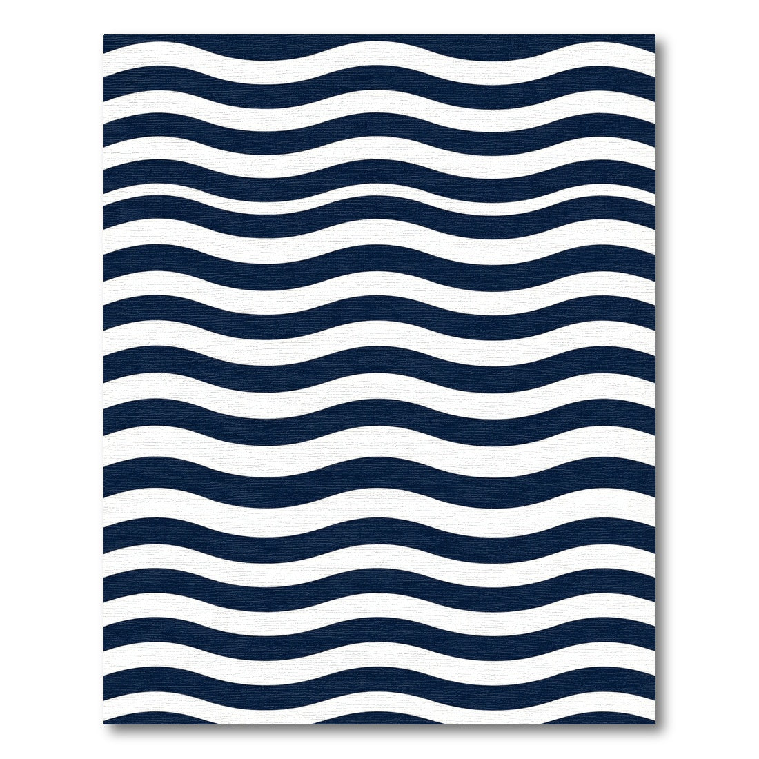 Navy Blue and White Wavy Stripe Rug