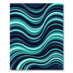 Modern Teal and Navy Liquid Wave Rug