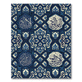 Deep Blue Script Geometric Ornament Rug