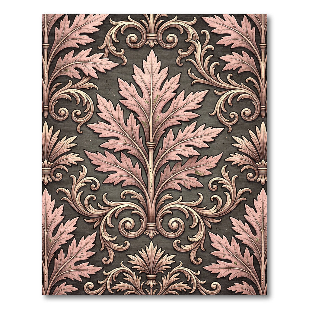 Elegant Sage and Blush Acanthus Scroll Rug