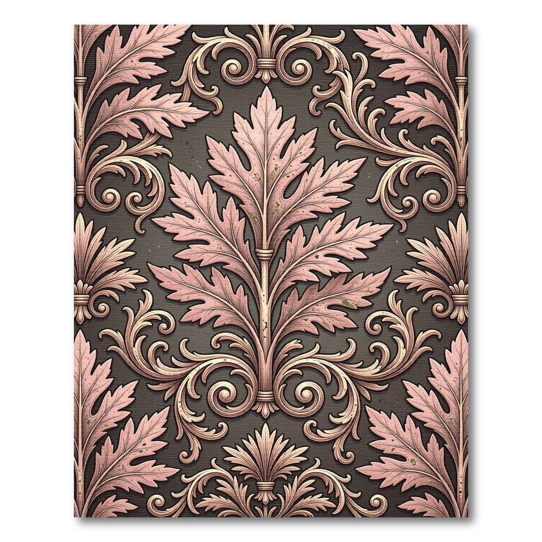 Elegant Sage and Blush Acanthus Scroll Rug