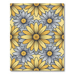 Sunny Yellow Gray Daisy Floral Rug