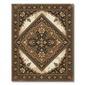 Elegant Golden Floral Diamond Medallion Rug