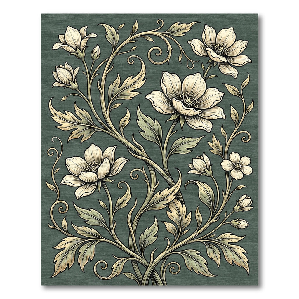 Cream Floral Vine Swirl Ground Rug